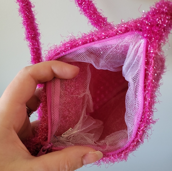 Pink crochet sparkle mini bag 90s Y2K - Picture 4 of 5